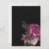 水色フローラ濃いムーディ結婚ブラック 招待状 (裏面)