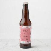 水色フローラ牡丹バラアプリコ結婚ット ビールラベル (正面)