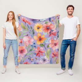 水色フローラ組成物のスケッチ フリースブランケット