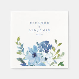水色フローラ結婚の名前カスタム スタンダードカクテルナプキン