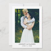 水色フローラ結婚金ゴールドの青い写真 招待状 (裏面)