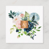 水色フローラ金属銅ウェディングプランナー スクエア名刺 (正面)