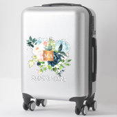 水色フローラ金属銅モノグラムの シール (スーツケース)