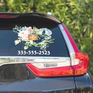 水色フローラ金属銅モノグラムの シール