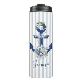 水色フローラ青航海のストライプ名 タンブラー