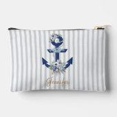 水色フローラ青航海のストライプ金ゴールド名 アクセサリーポーチ (裏面)