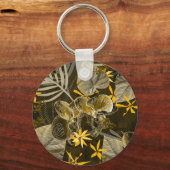 水色フローラ黄褐色パターン。 キーホルダー (正面)