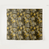 水色フローラ黄褐色パターン。 タペストリー (正面(横))