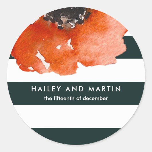 水色フローラ(ダークグリーンストライプ結婚) ラウンドシール (正面)