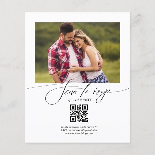 水色フローラqrコード写真結婚式招待状 (裏面)