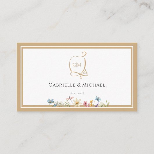 水色フローラRSVP結婚のエンクロージャカード エンクロージャーカード (正面)