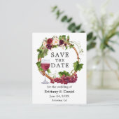 水色ブドウつる植物フローラリース保存日付 ポストカード (スタンド正面)