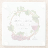 水色ブドウつる植物リース名ワインセラー ガラスコースター (裏面)