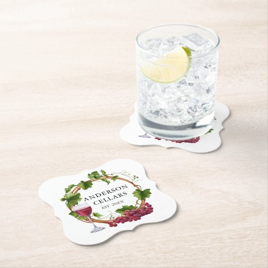 水色ブドウつる植物リース名ワインセラー ペーパーコースター (インサイチュ)