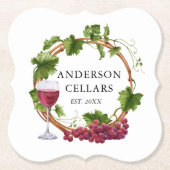 水色ブドウつる植物リース名ワインセラー ペーパーコースター (正面)