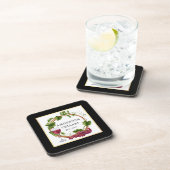 水色ブドウつる植物ワインセラー金ゴールドブラック コースター (右側)