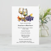 水色ブドウのワイングラスワイナリーブドウ畑 招待状 (スタンド正面)