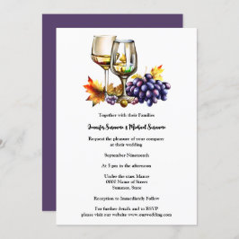 水色ブドウのワイングラスワイナリーブドウ畑 招待状