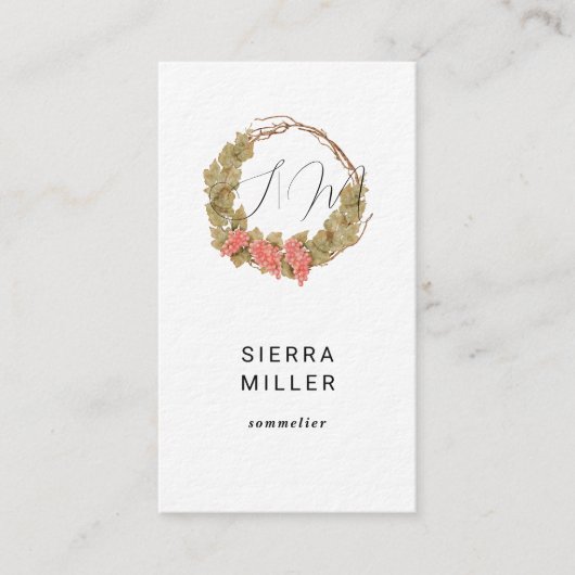 水色ブドウリースモノグラムワイン 名刺 (正面)