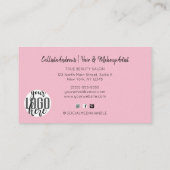 水色ブラシストローク署名スクリプトサロン 名刺 (裏面)