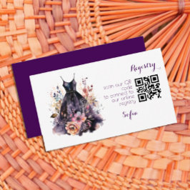 水色ブラックドレスパープルブライダルシャワー エンクロージャーカード