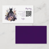 水色ブラックドレスパープルブライダルシャワー エンクロージャーカード (正面/裏面)