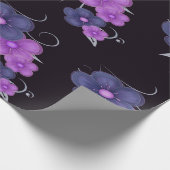 水色ブラックパープルフローラ ラッピングペーパー (角)