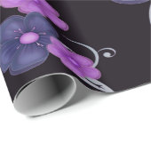 水色ブラックパープルフローラ ラッピングペーパー (ロールコーナー)