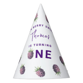 水色ブラックベリー1st誕生日パーティー パーティーハット
