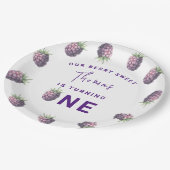 水色ブラックベリー1st誕生日パーティー ペーパープレート (アングル)