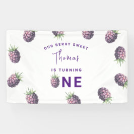 水色ブラックベリー1st誕生日パーティー 横断幕