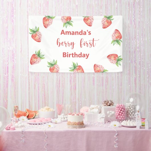 水色ブラックベリー1st誕生日パーティー 横断幕 (パーティー)