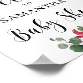 水色ブルゴーニュ深いレッドネイビーフローラベビー ポスター (角)