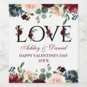 水色ブルゴーニュ混合フローララブバレンタイン ワインラベル (シングルラベル)