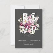 水色ブルゴーニュ牡丹rsvpカード 出欠カード (正面)