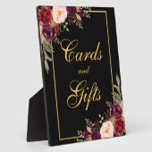 水色ブルゴーニュ黒金ゴールドウェディングカードギフト フォトプラーク (側面)