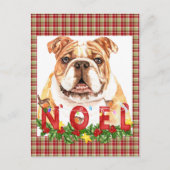 水色ブルドッグノールクリスマス ポストカード (正面)