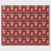 水色ブルドッグレッドクリスマス ラッピングペーパー (フラット)