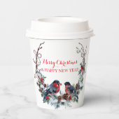 水色ブルフィンチリース – メリークリスマスパ 紙コップ (裏面)