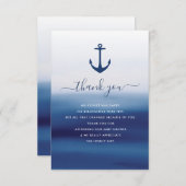 水色ブルーいかりベビーシャワーサンキューカード サンキューカード (正面/裏面)