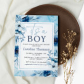 水色ブルーその男の子のシャワー 招待状