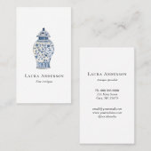 水色ブルーと白の壷 名刺 (正面/裏面)