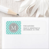 水色ブルーと白モロッコパターンとモノグラム ラベル (インサイチュ)