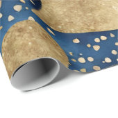 水色ブルーと金ゴールドインクバレンタインハート ラッピングペーパー (ロールコーナー)