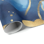 水色ブルーと金ゴールドインクバレンタインハート ラッピングペーパー (ロールコーナー)