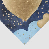 水色ブルーと金ゴールドインクバレンタインハート 薄葉紙 (詳細)