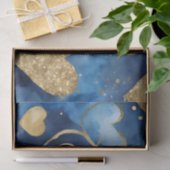 水色ブルーと金ゴールドインクバレンタインハート 薄葉紙 (ギフト)