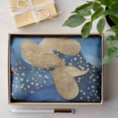 水色ブルーと金ゴールドインクバレンタインハート 薄葉紙 (ギフト)