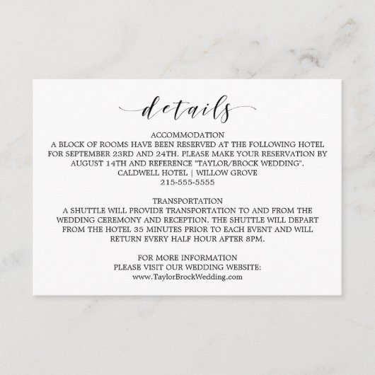 水色ブルーと金ゴールド結婚の詳細カード エンクロージャーカード (正面)