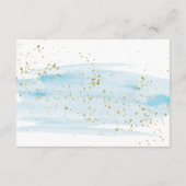 水色ブルーと金ゴールド結婚の詳細カード エンクロージャーカード (裏面)